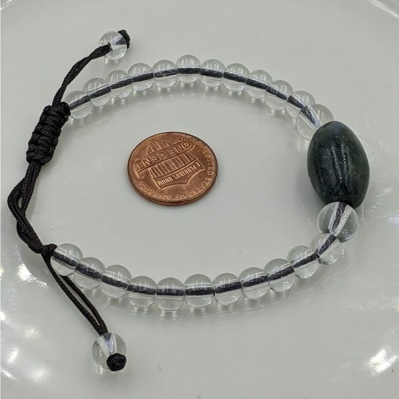 Natural Stone Quartz Glass Beaded Pull Bracelet - Picture 7 of 10